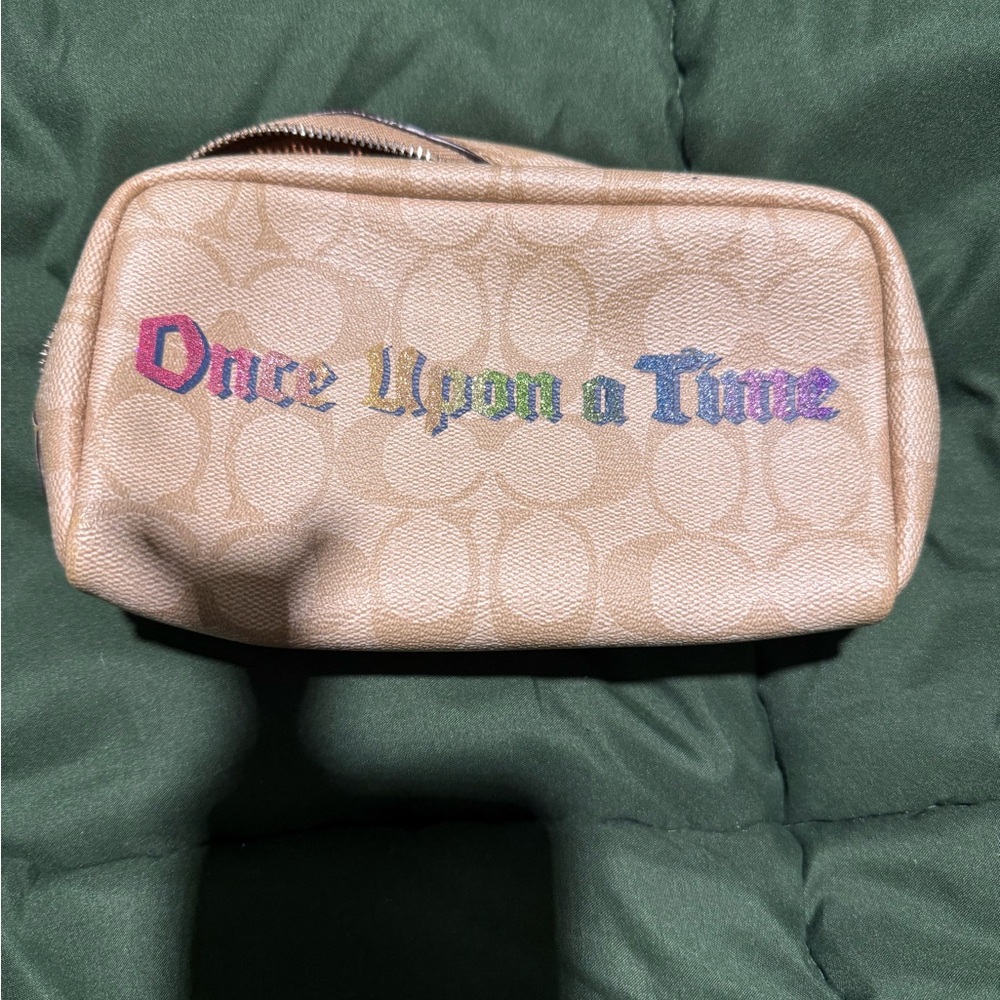 Coach Beige Pouch with Colorful Text